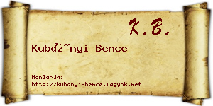 Kubányi Bence névjegykártya